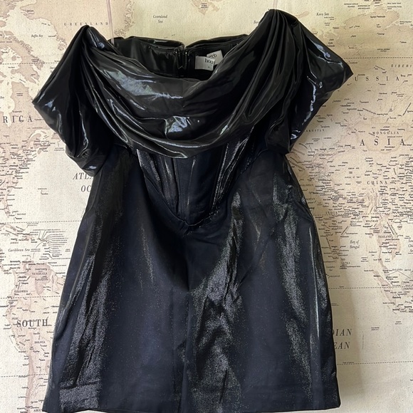 RARE House of CB ‘Lucinda’ Off Shoulder Mini Wetlook Night Out Dress NWT - Picture 7 of 12